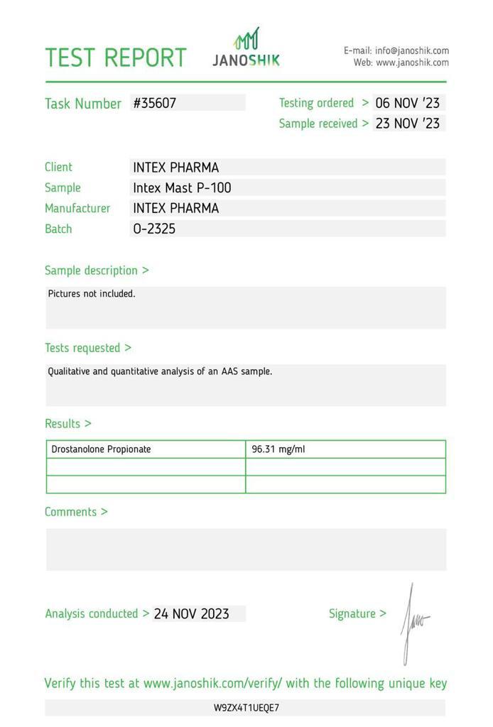 intex pharma mast p 100 (drostanolone propionate)