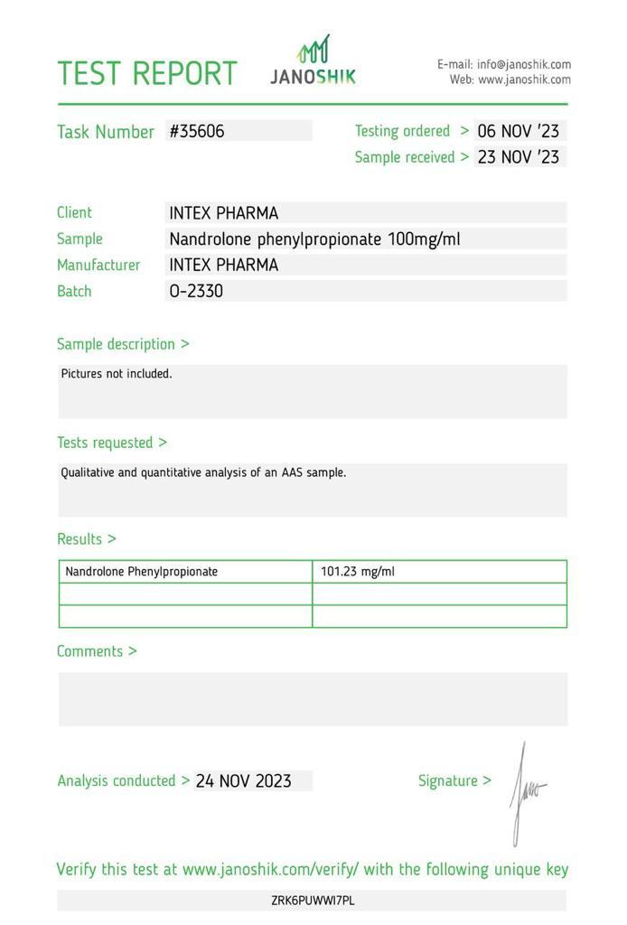 intex pharma npp 100 (nandrolone phenylpropionate)