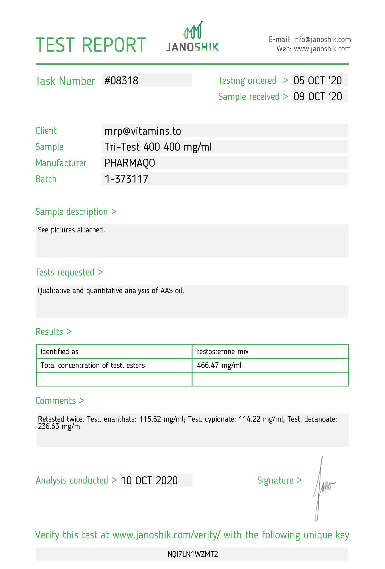 pharmaqo labs tri ester test 400